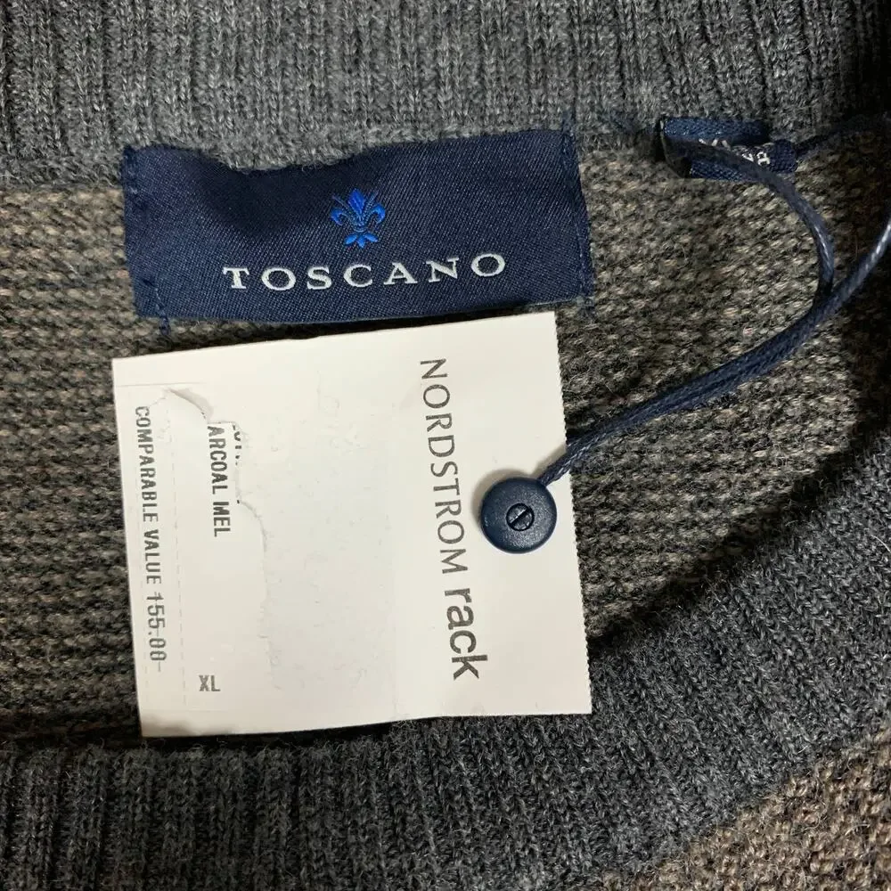 Nordstrom Toscano Blue Merino Wool Crewneck Sweater XL Quiet Luxury $79 NEW - Picture 4 of 4